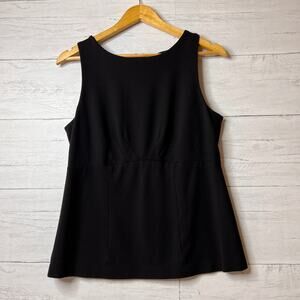CAbi Blouse Womens Size 12 Black Uptown Ponte Knit Sleeveless Stretch Modern